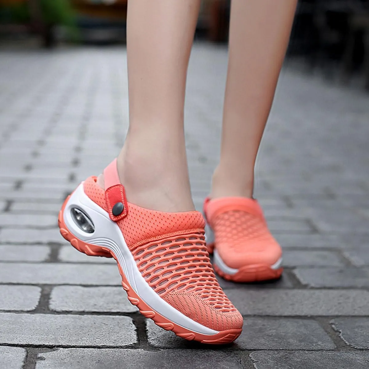 Mules Clogs for Women Summer Air Cushion Platform Mesh Mules Sneaker Sandals for Female Lightweight Beach Shoes Outdoor Slippers Walking Shoes Plantar Fasciitis Slippers Man Orthopedic Slip On Sandals