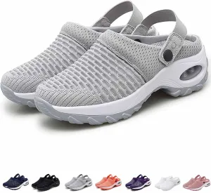 Mules Clogs for Women Summer Air Cushion Platform Mesh Mules Sneaker Sandals for Female Lightweight Beach Shoes Outdoor Slippers Walking Shoes Plantar Fasciitis Slippers Man Orthopedic Slip On Sandals