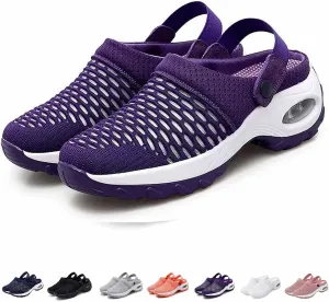 Mules Clogs for Women Summer Air Cushion Platform Mesh Mules Sneaker Sandals for Female Lightweight Beach Shoes Outdoor Slippers Walking Shoes Plantar Fasciitis Slippers Man Orthopedic Slip On Sandals
