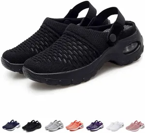 Mules Clogs for Women Summer Air Cushion Platform Mesh Mules Sneaker Sandals for Female Lightweight Beach Shoes Outdoor Slippers Walking Shoes Plantar Fasciitis Slippers Man Orthopedic Slip On Sandals