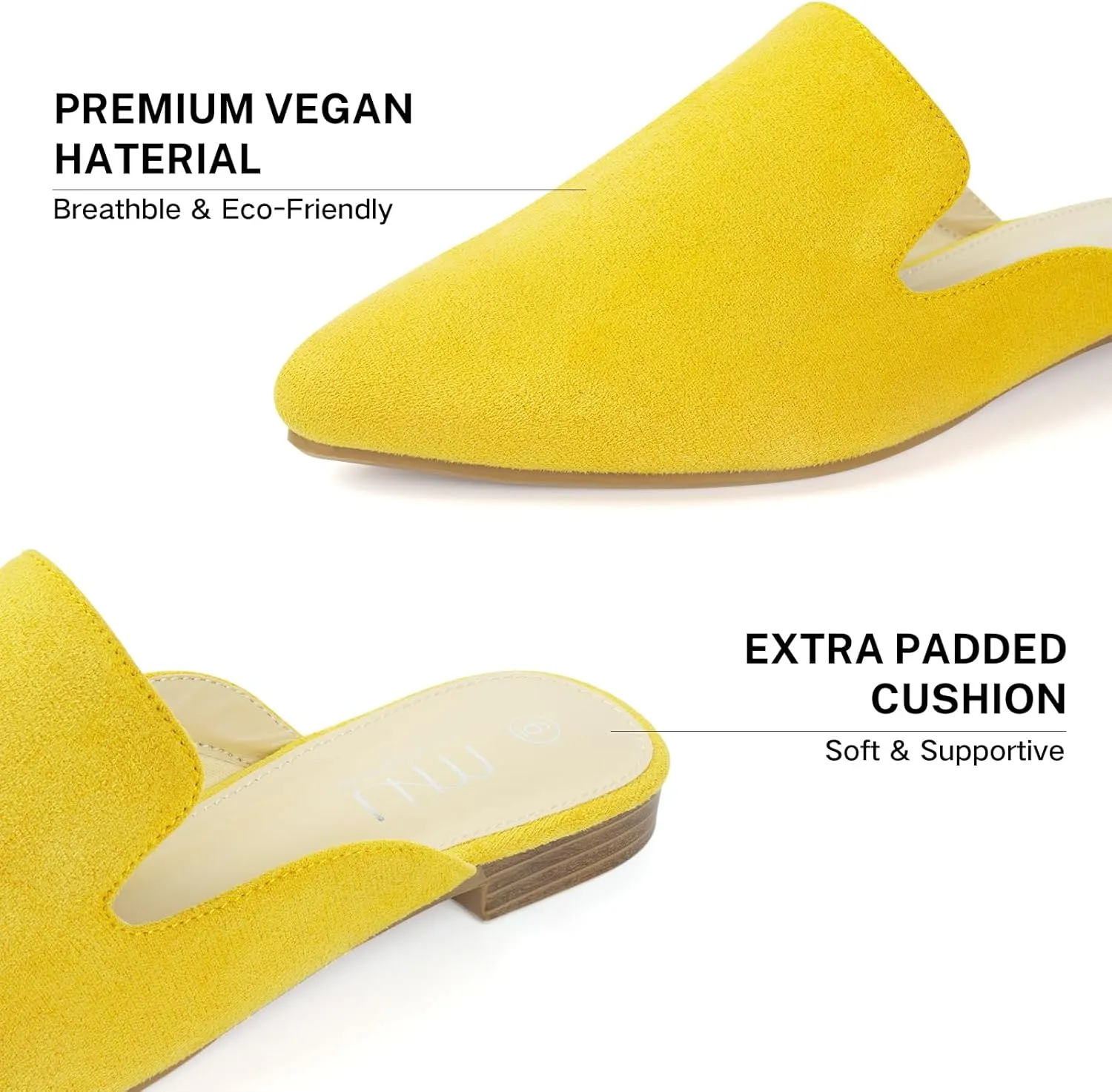 MUSSHOE Mules for Women Flats Comfortable Pointed Toe Women Mules