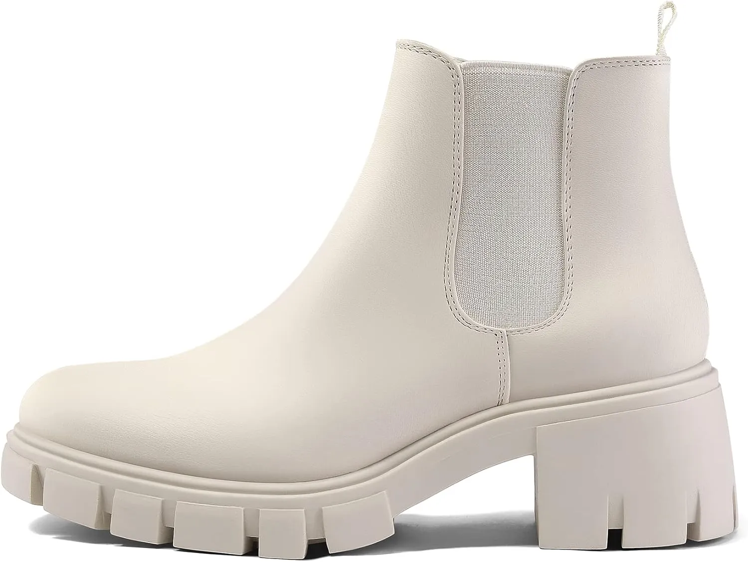 mysoft Women's Platform Chelsea Boots Lug Sole Slip On Chunky Block Heel Ankle Booties