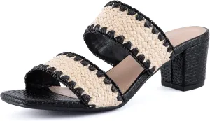 N.N.G Women Heels Sandals Braided Block Nude Summer Chunky Square Leather Woven Comfort Strappy Dress Casual Pumps Mules