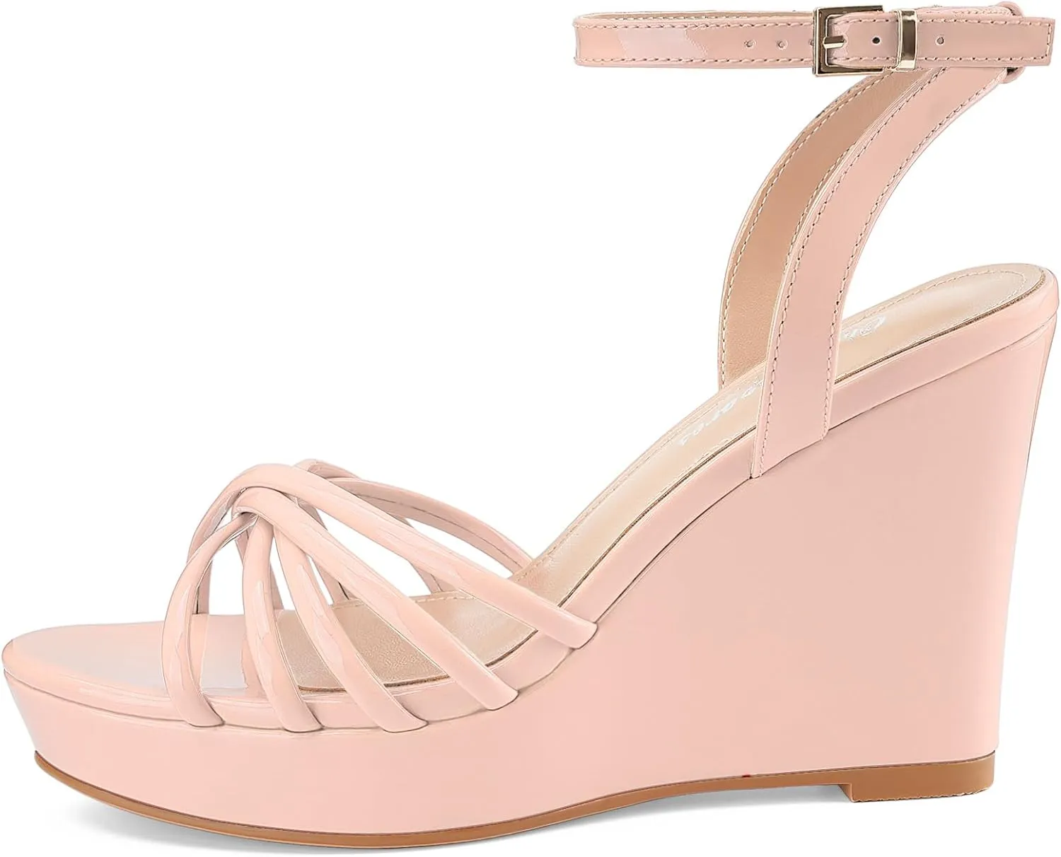 Oh Mispares Women’s Platform Wedge Sandals Open Toe Strappy Dress Shoes Adjustable Ankle Strap Buckle 4 Inch High Heels for Party Wedding and Office