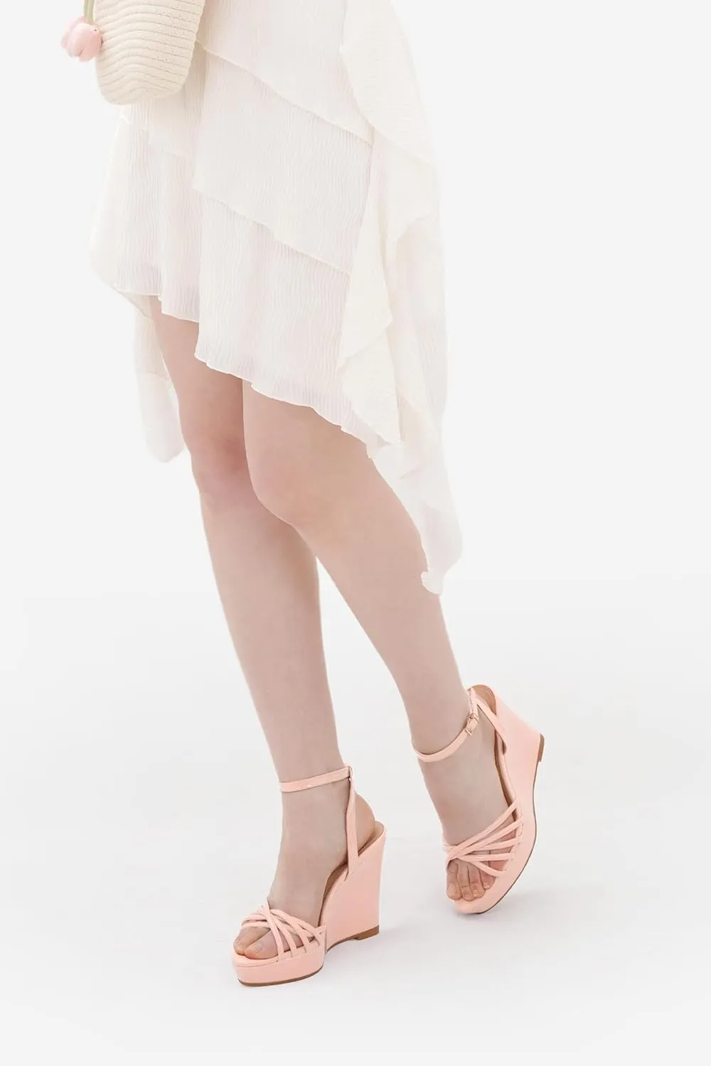 Oh Mispares Women’s Platform Wedge Sandals Open Toe Strappy Dress Shoes Adjustable Ankle Strap Buckle 4 Inch High Heels for Party Wedding and Office