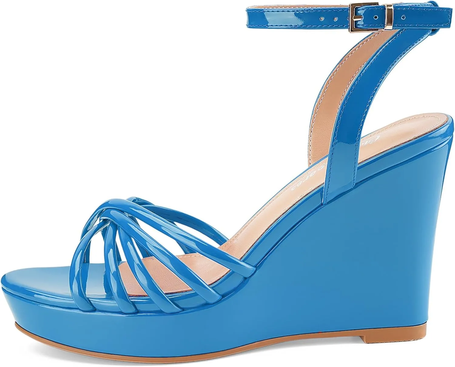 Oh Mispares Women’s Platform Wedge Sandals Open Toe Strappy Dress Shoes Adjustable Ankle Strap Buckle 4 Inch High Heels for Party Wedding and Office
