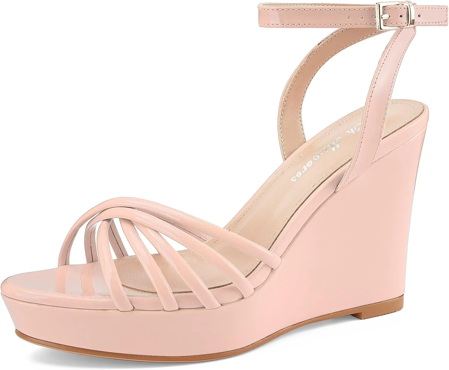 Oh Mispares Women’s Platform Wedge Sandals Open Toe Strappy Dress Shoes Adjustable Ankle Strap Buckle 4 Inch High Heels for Party Wedding and Office