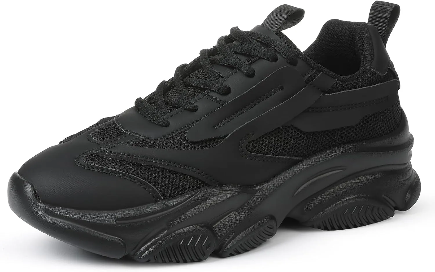 Oiamenne Womens Chunky Platform Sneakers Lace-Up Walking Shoes Lightweight Breathable Dad Sneakers Workout Sport Work Casual Tennis Shoes