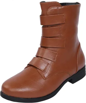 oiangi Ankle Boots for Women Low Heel Fashion Round Toe Solid Straps Side Zipper Medium Tube Low Heel Short Boots Casual Indoor Outdoor Ladies Shoes