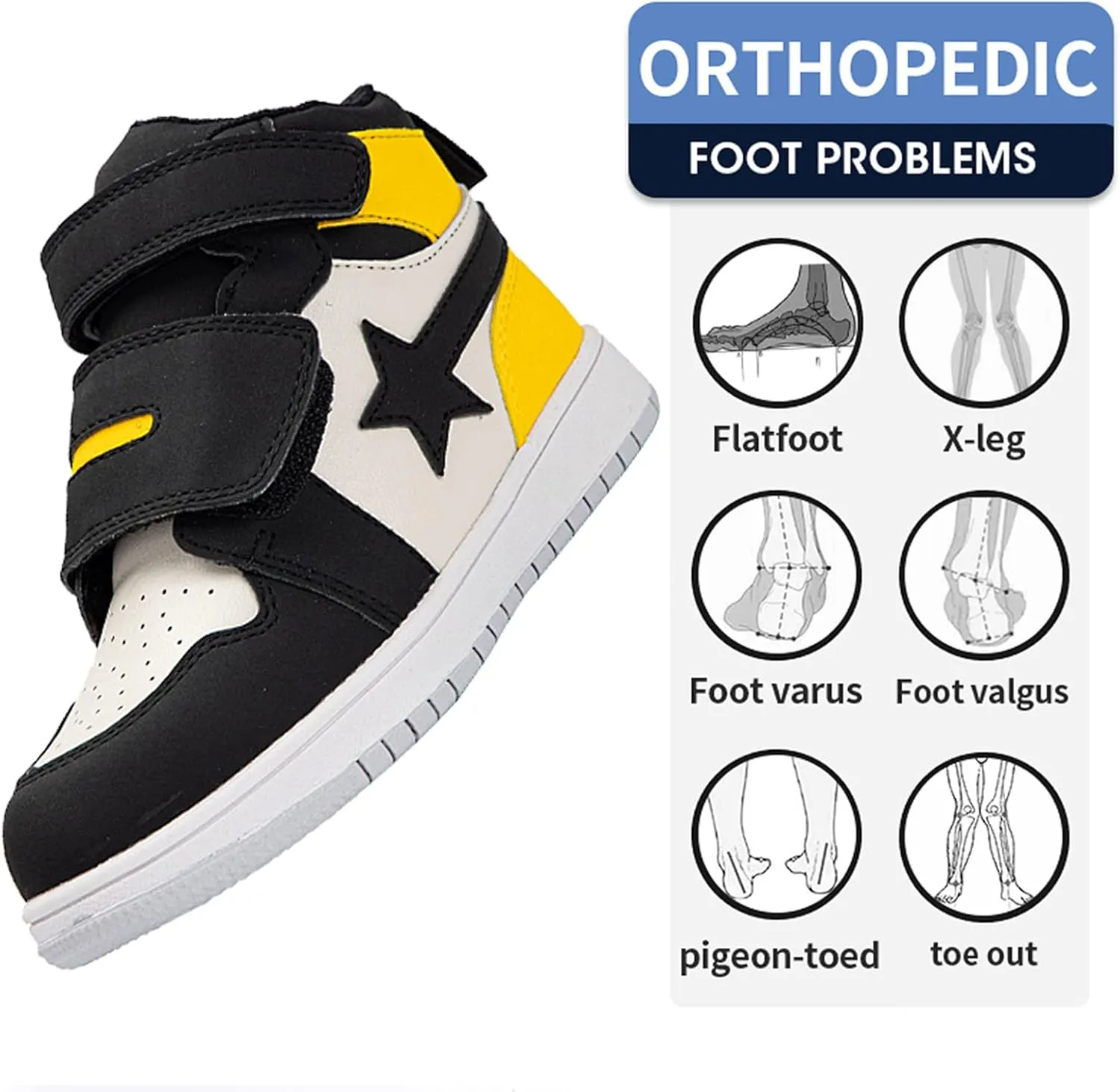 Orthopedic Shoes for Kids and Toddlers,Arch and Ankle Support Sneakers for Children,Ideal for Correct and Prevent Flat Feet and Foot Varus/Valgus