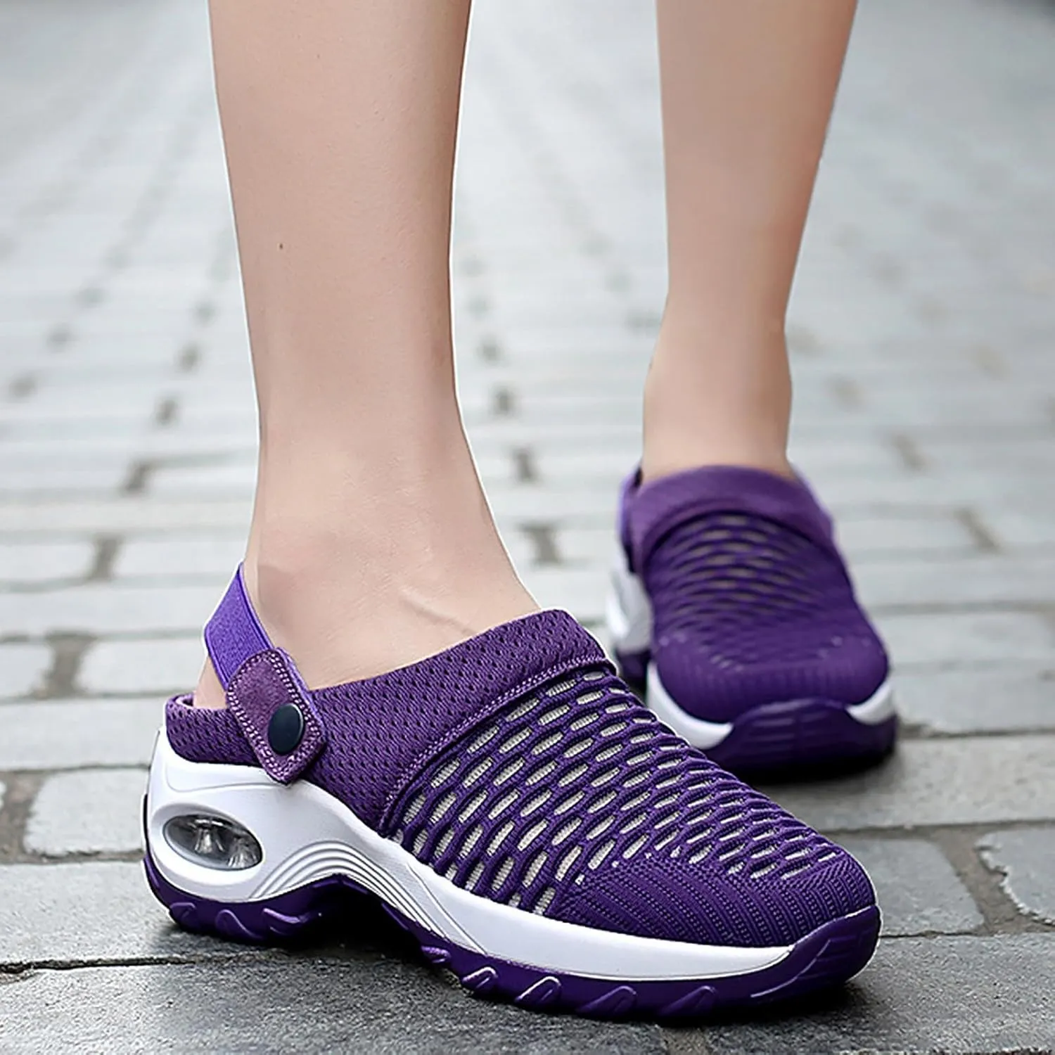Orthopedic Shoes for Women Slip On,Air Cushion Platform Clogs Breathable Mesh Womens Mules Outdoor Walking Sandals