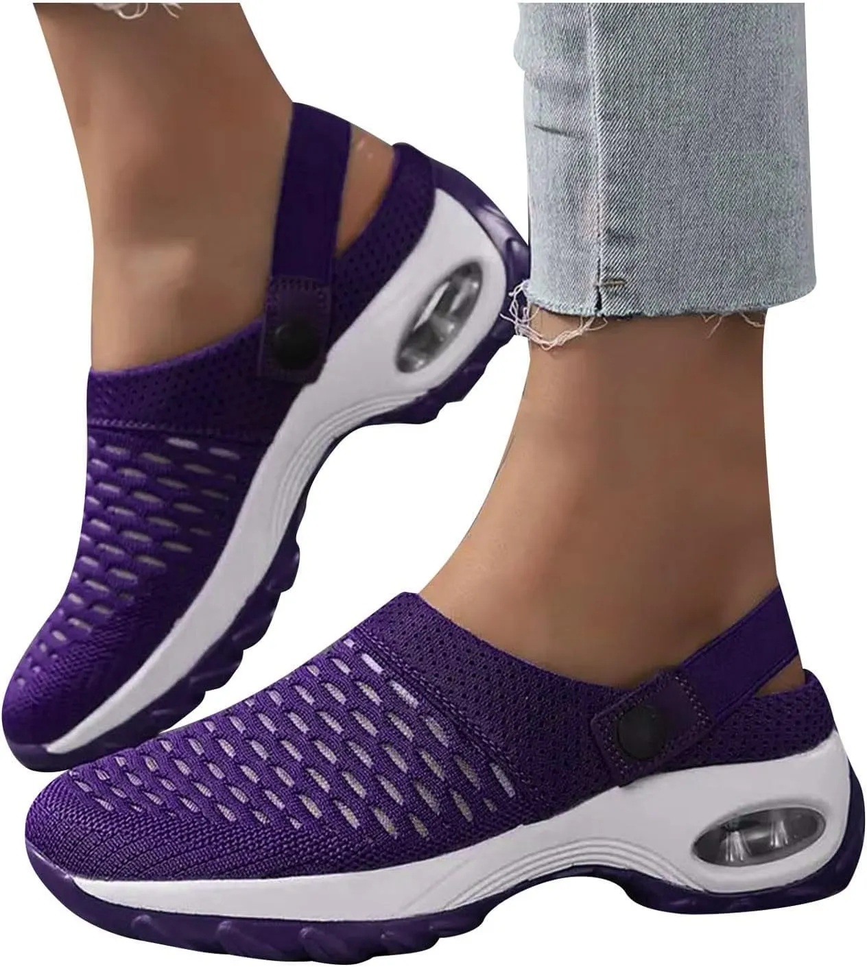 Orthopedic Shoes for Women Slip On,Air Cushion Platform Clogs Breathable Mesh Womens Mules Outdoor Walking Sandals