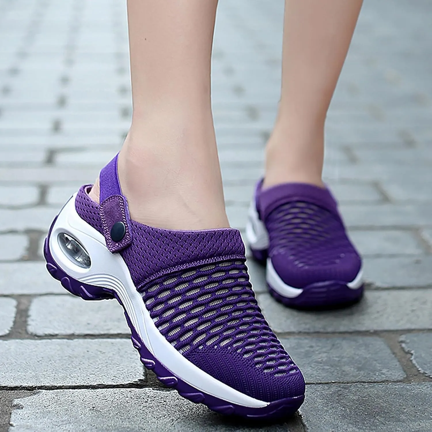 Orthopedic Shoes for Women Slip On,Air Cushion Platform Clogs Breathable Mesh Womens Mules Outdoor Walking Sandals