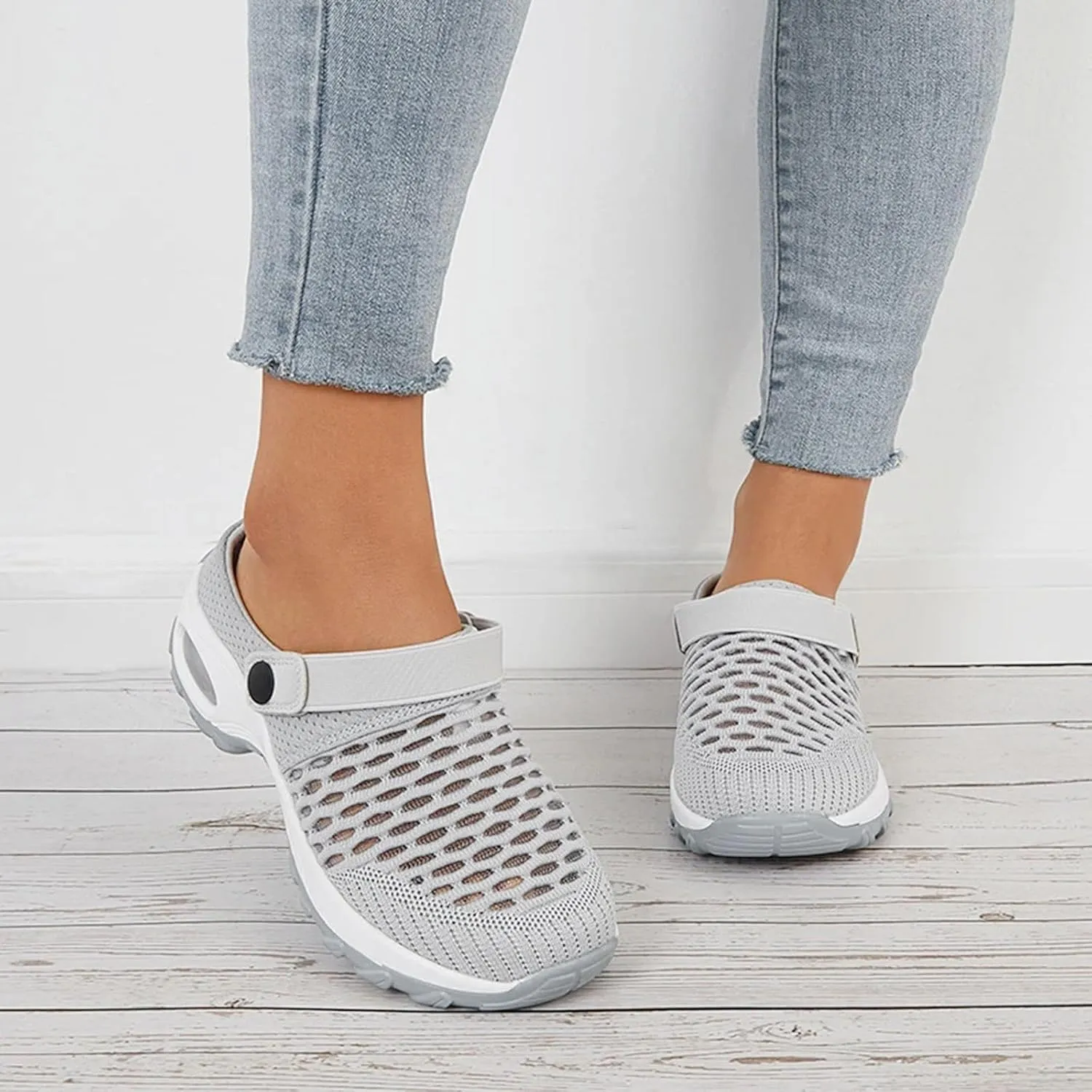Orthopedic Shoes for Women Slip On,Air Cushion Platform Clogs Breathable Mesh Womens Mules Outdoor Walking Sandals