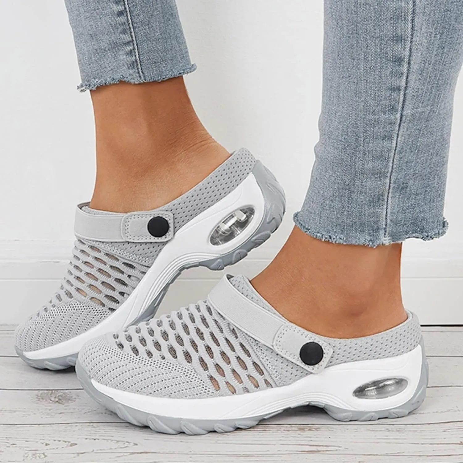 Orthopedic Shoes for Women Slip On,Air Cushion Platform Clogs Breathable Mesh Womens Mules Outdoor Walking Sandals