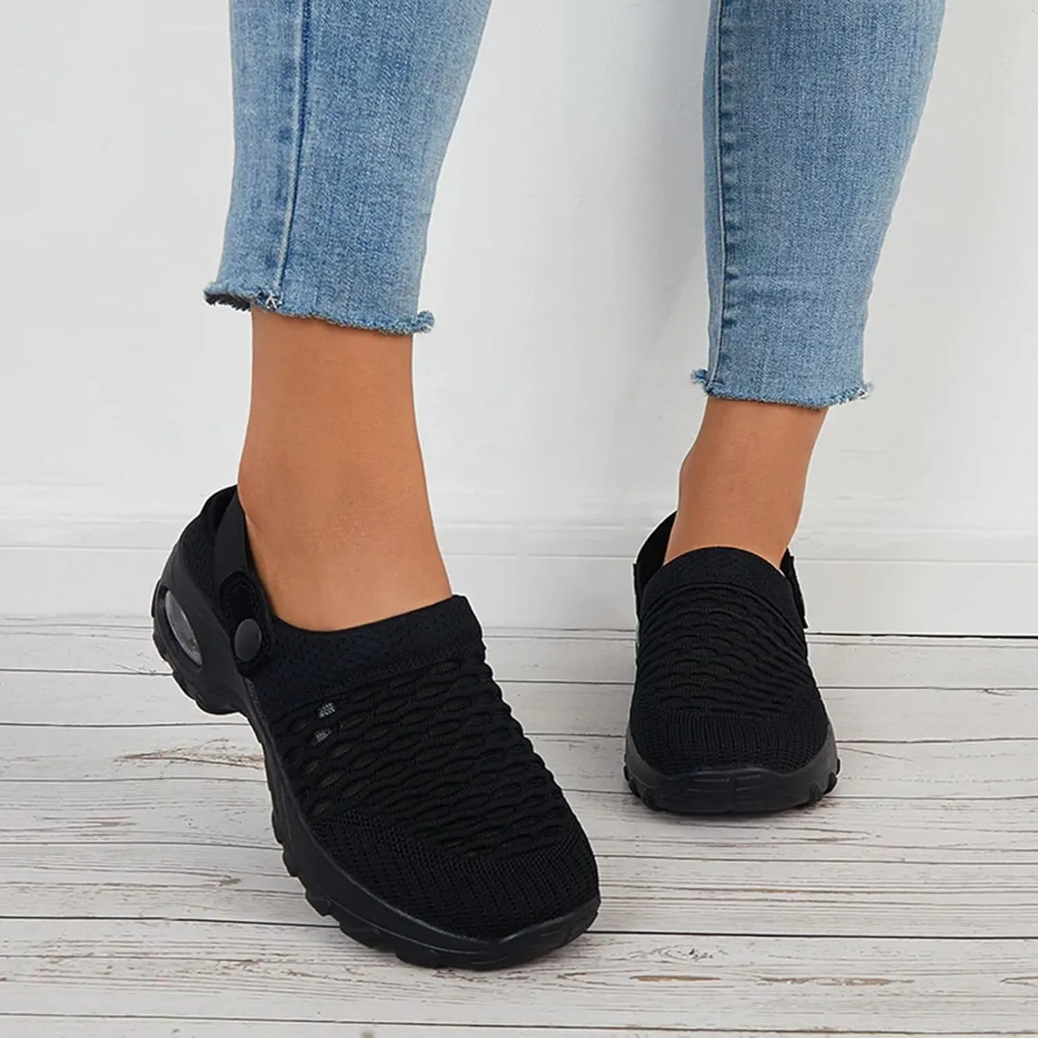Orthopedic Shoes for Women Slip Ons Mules Clogs Summer Air Cushion Platform Mesh Mules Sneaker Sandals for Female Lightweight Beach Shoes Outdoor Slippers Walking Shoes