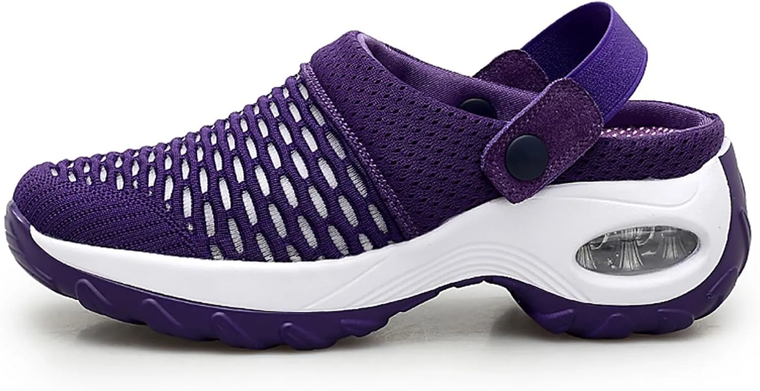 Orthopedic Shoes for Women Slip Ons Mules Clogs Summer Air Cushion Platform Mesh Mules Sneaker Sandals for Female Lightweight Beach Shoes Outdoor Slippers Walking Shoes