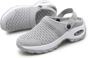 Orthopedic Shoes for Women Slip Ons Mules Clogs Summer Air Cushion Platform Mesh Mules Sneaker Sandals for Female Lightweight Beach Shoes Outdoor Slippers Walking Shoes