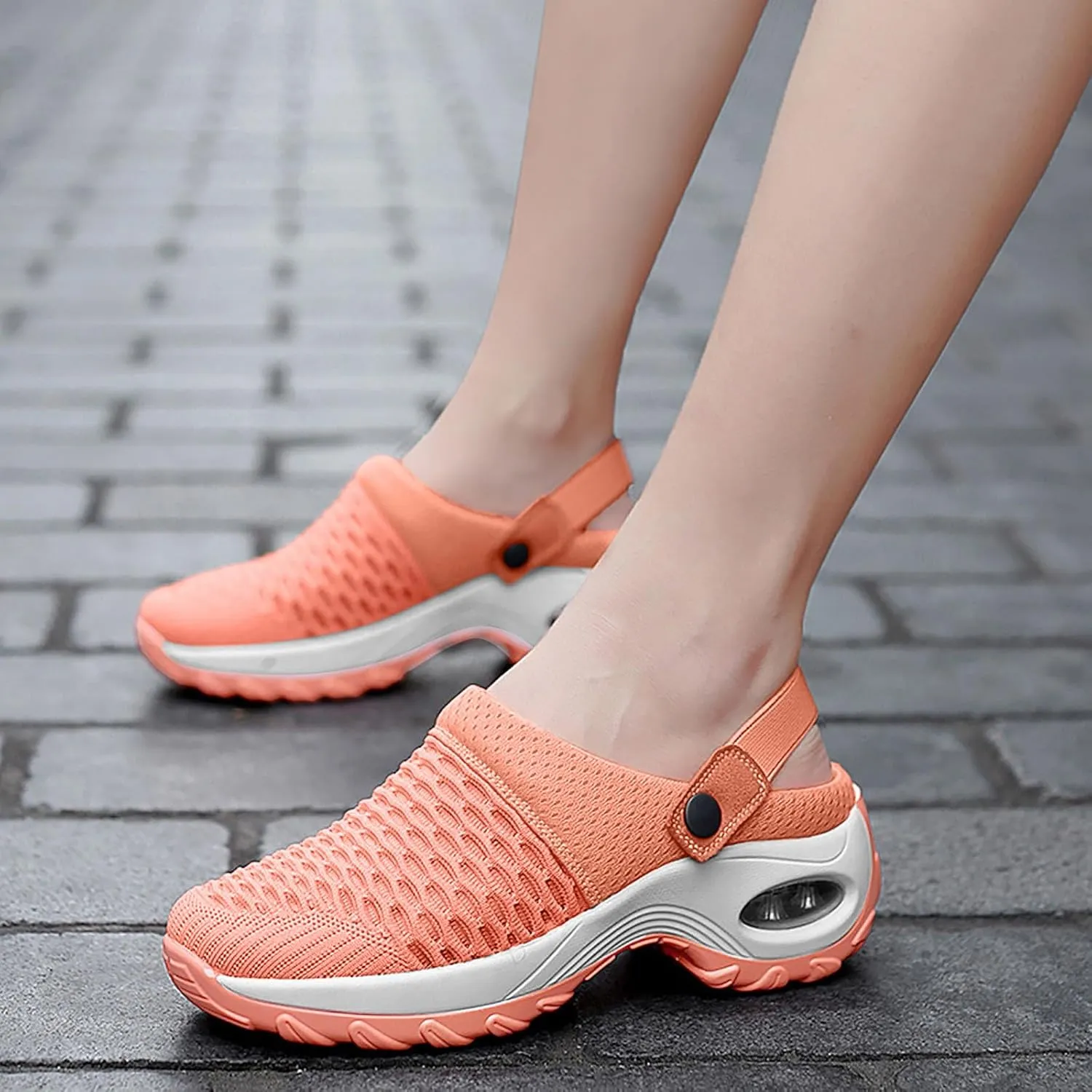 Orthopedic Shoes for Women Slip Ons Mules Clogs Summer Air Cushion Platform Mesh Mules Sneaker Sandals for Female Lightweight Beach Shoes Outdoor Slippers Walking Shoes