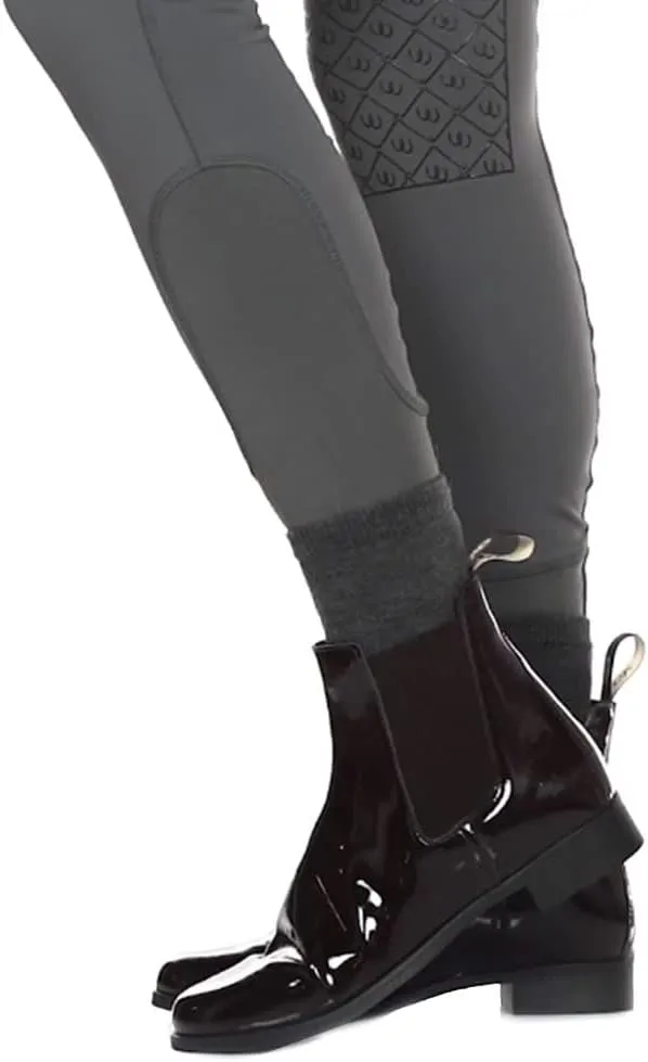 Ovation Women's Equestrian Leather Classic Style Ankle Low Heel Slip on Finalist Elastic Side Patent Jod Boots