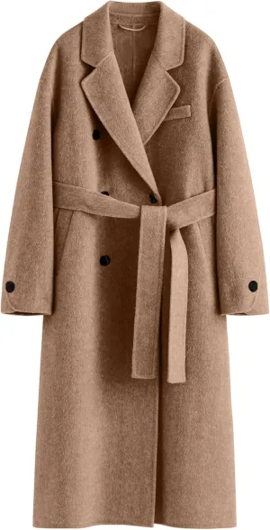 Peaceglad Womens Pea Coats Fall Long Trench Coat Double Breasted Button Down Lapel Belted Peacoat