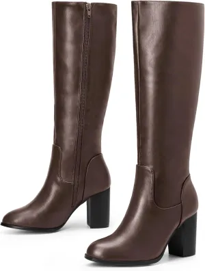 Perphy Tall Boot Chunky Block Heels Knee High Boots for Women