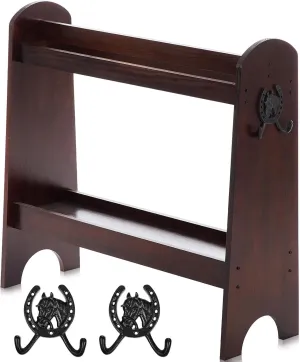 Pine Wood Saddle Rack Saddle Stand for English and Western Saddles Horse Tack Organizers Horse Supplies Accessories Equipment for Displaying Trophy Saddles at Home(Dark Red)