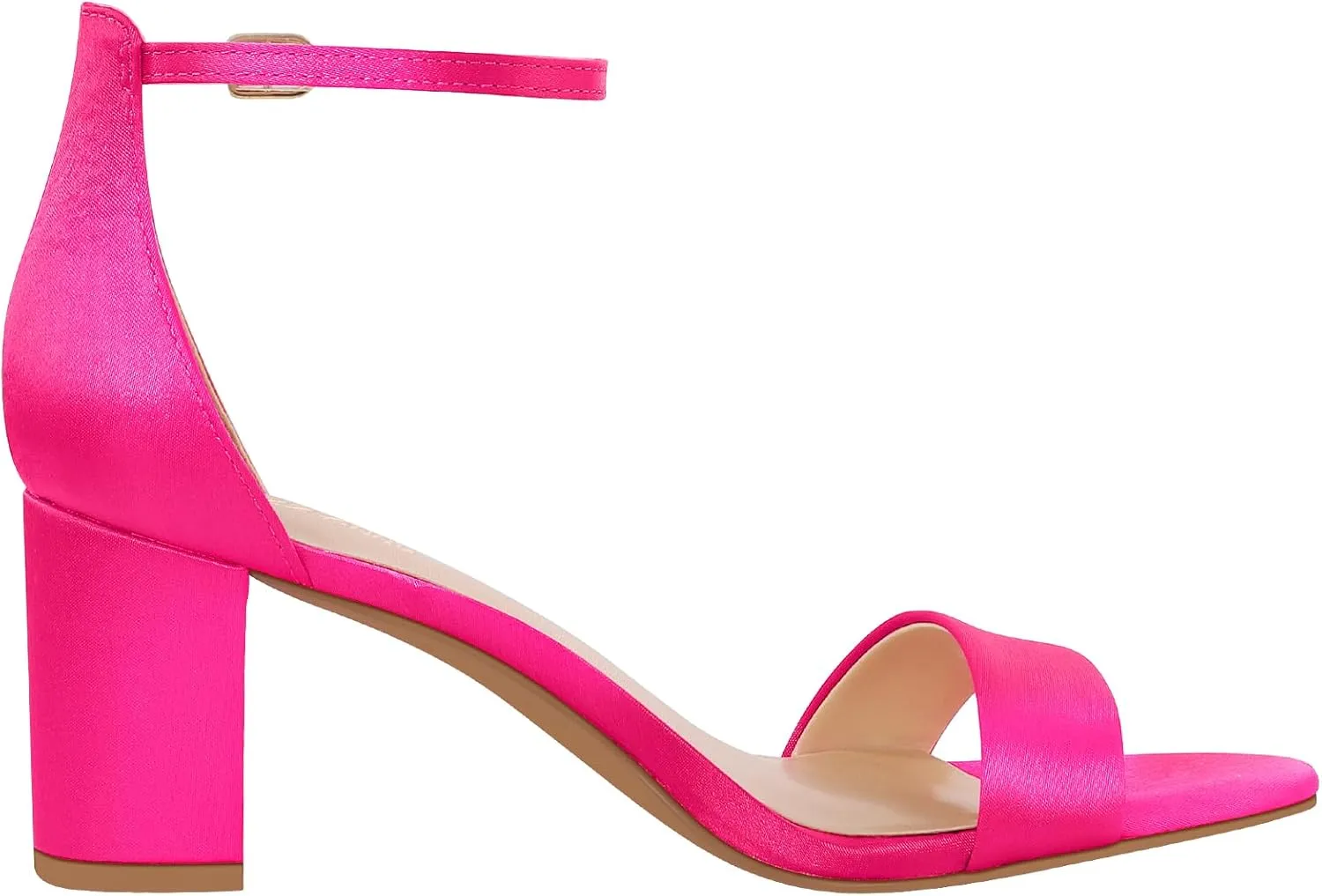 PIZZ ANNU Women's Open Toe Ankle Strap Low Block Chunky Heels Sandals Party Dress Pumps Shoes Strappy Buckle Sandals with 2.6" Tall Thick Heel Design