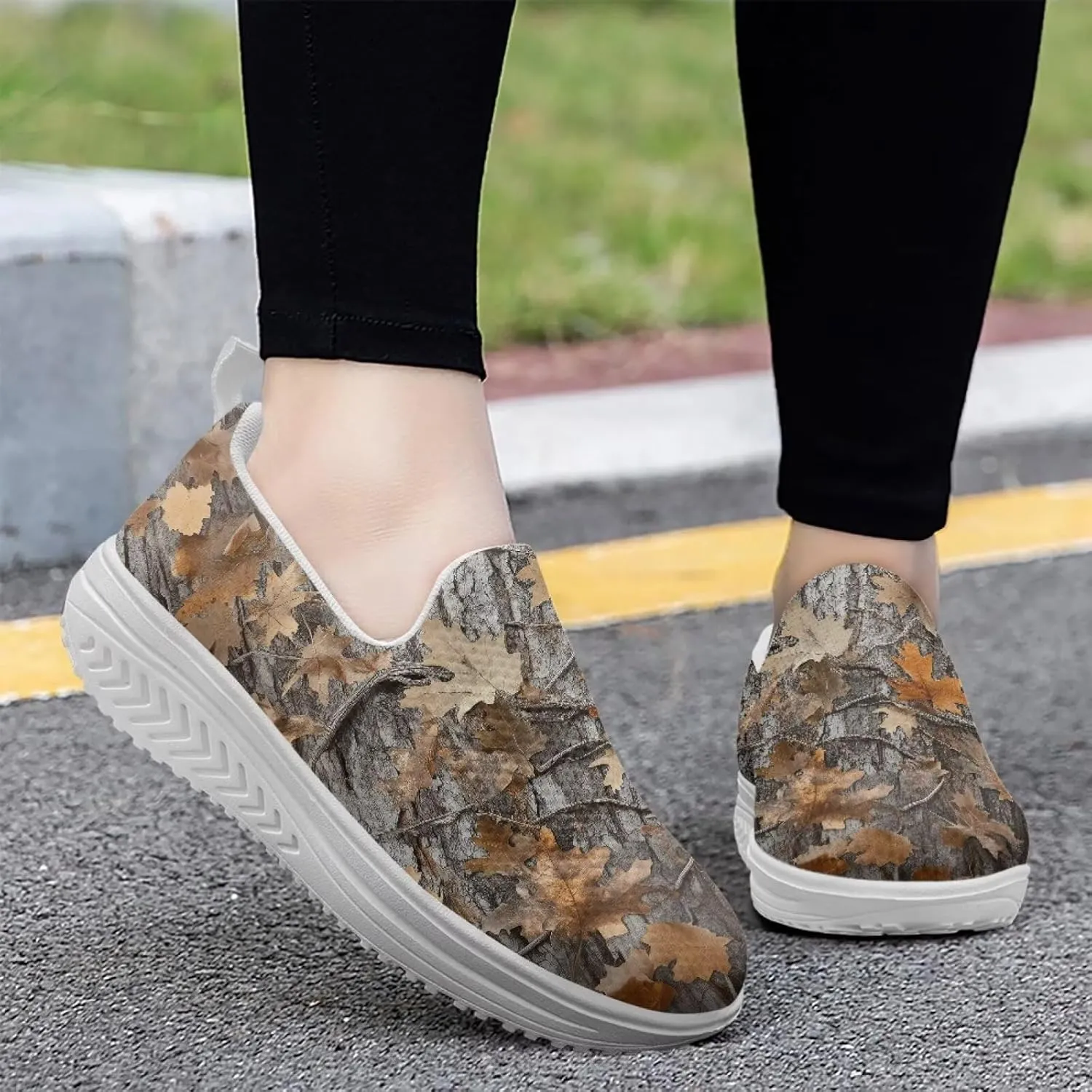 Platform Sneakers for Women Slip on Trekking Shoes Breathable Sneakers Casual Loafers with EVA Sole US 5.5-10.5