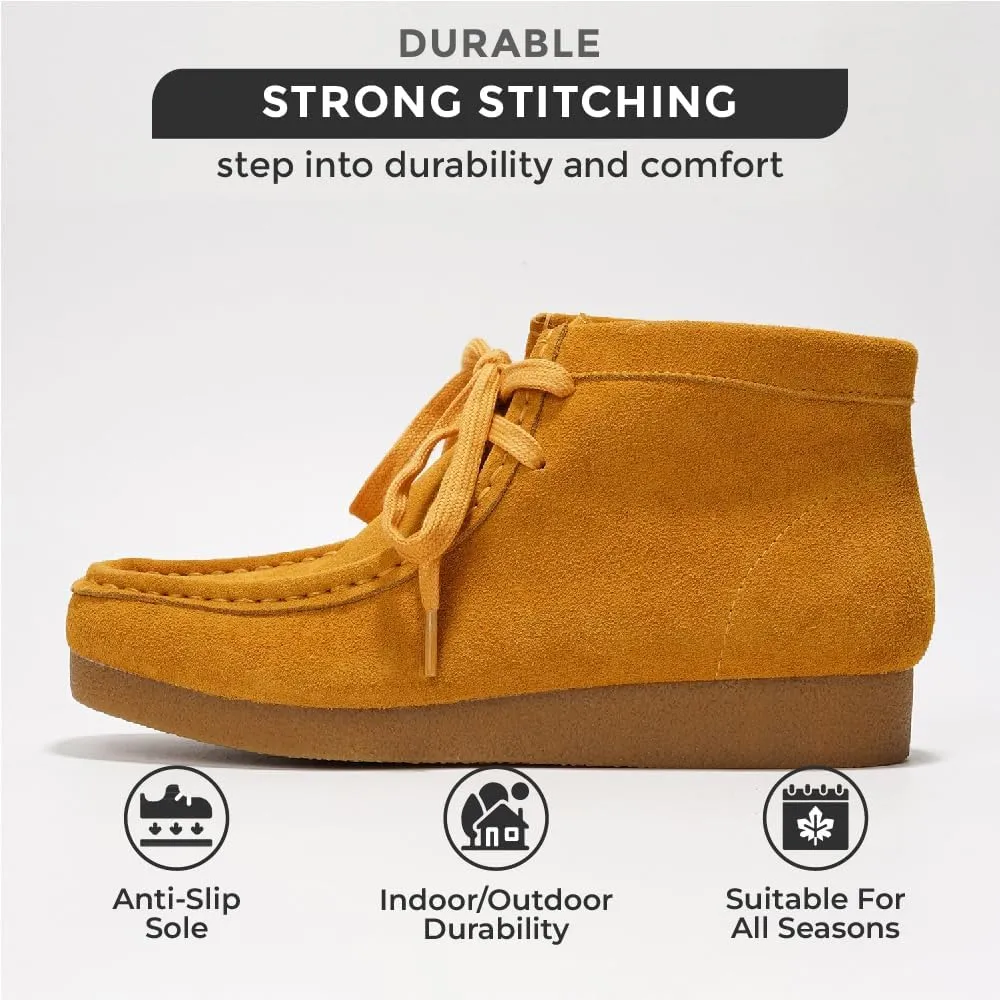 Project Cloud Genuine Leather Ankle Boots for Women - Lightweight & Non Slip Womens Shoes - Memory Foam Insole Chukka Boots - Water Resistant Fashion Shoes for Women 2025 (Wally Boot)