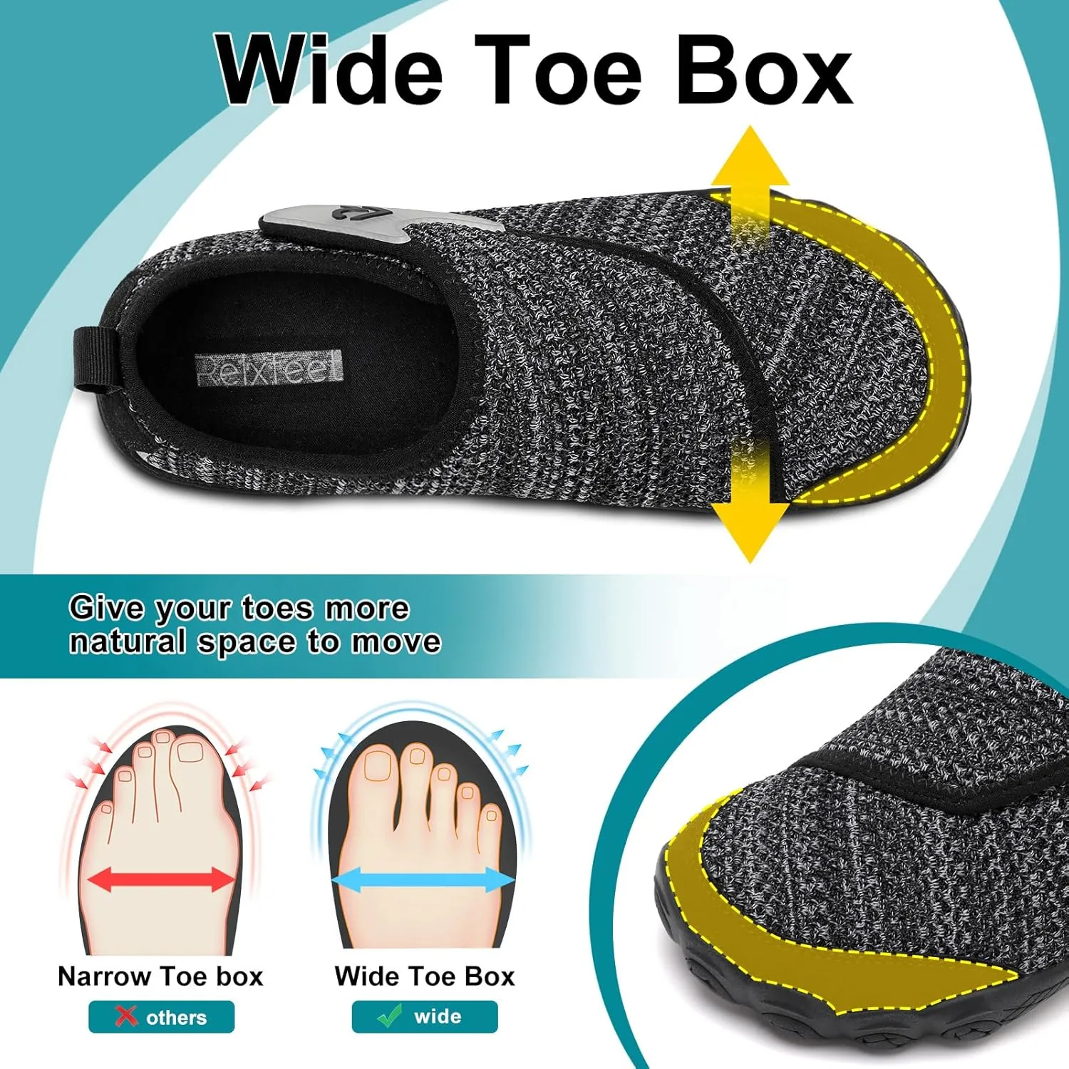 relxfeet Walking Shoes Women Men Wide Diabetic Shoes Adjustable Barefoot Shoes Zero Drop Lightweight Sneakers for Edema Swollen Feet Size 4-13