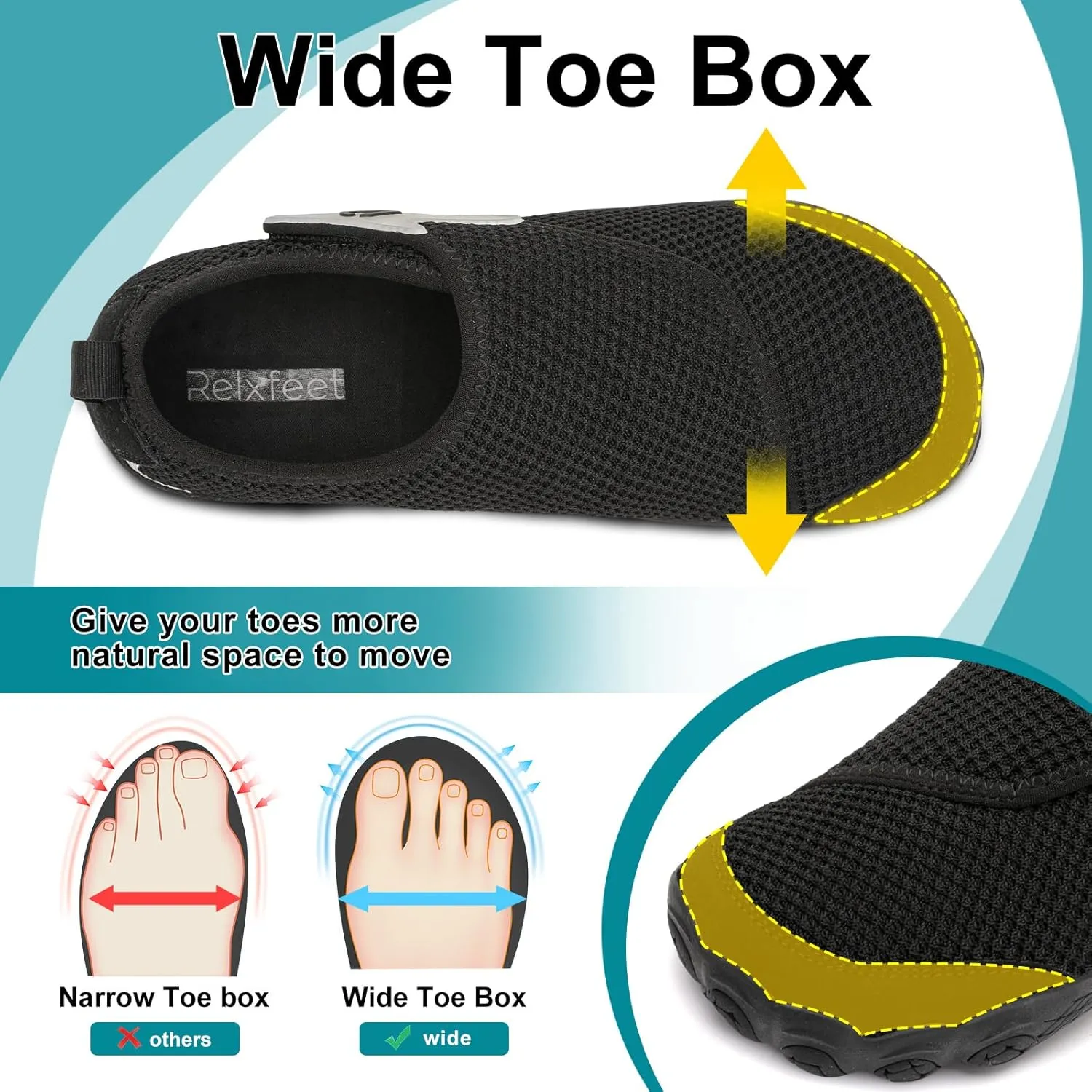 relxfeet Walking Shoes Women Men Wide Diabetic Shoes Adjustable Barefoot Shoes Zero Drop Lightweight Sneakers for Edema Swollen Feet Size 4-13