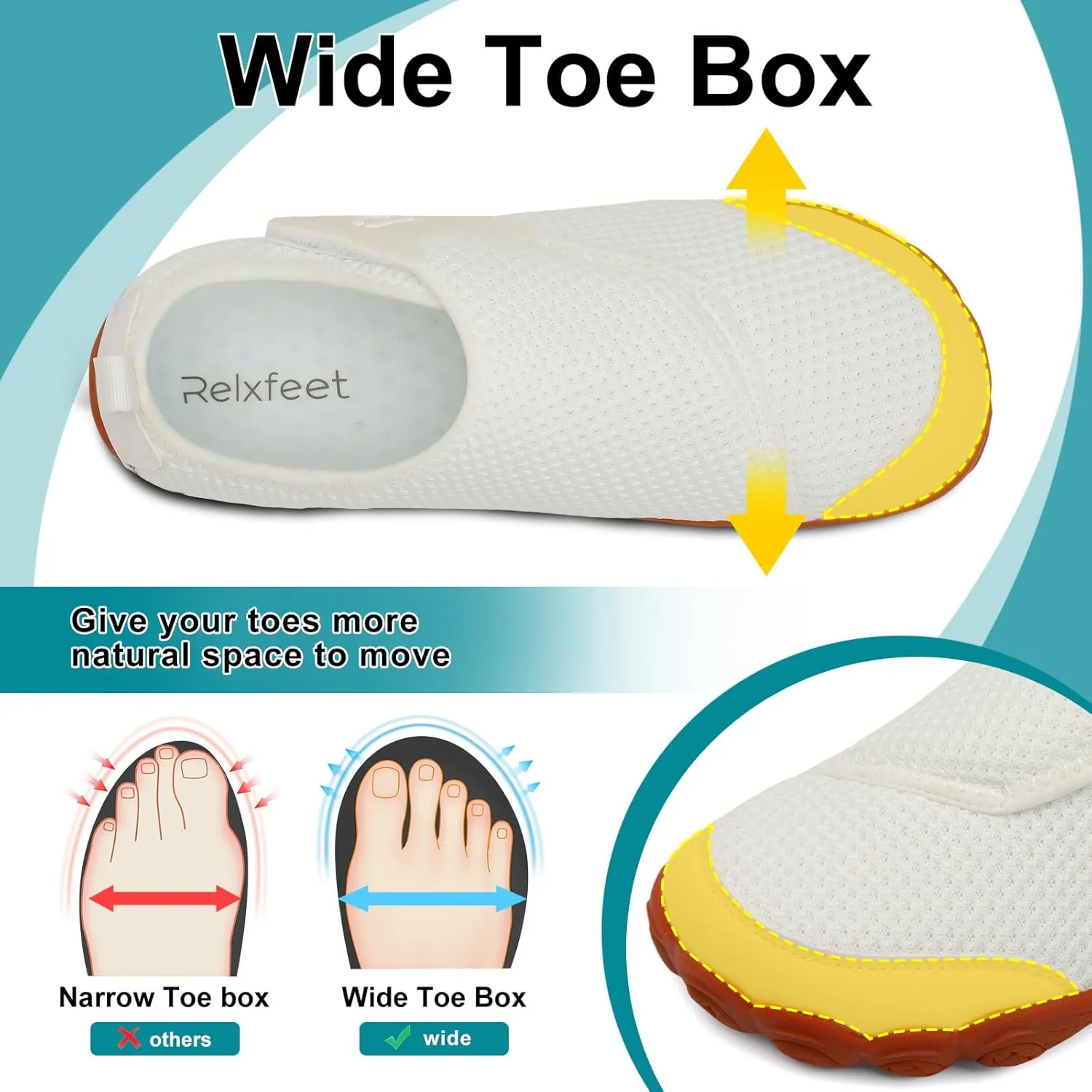 relxfeet Walking Shoes Women Men Wide Diabetic Shoes Adjustable Barefoot Shoes Zero Drop Lightweight Sneakers for Edema Swollen Feet Size 4-13