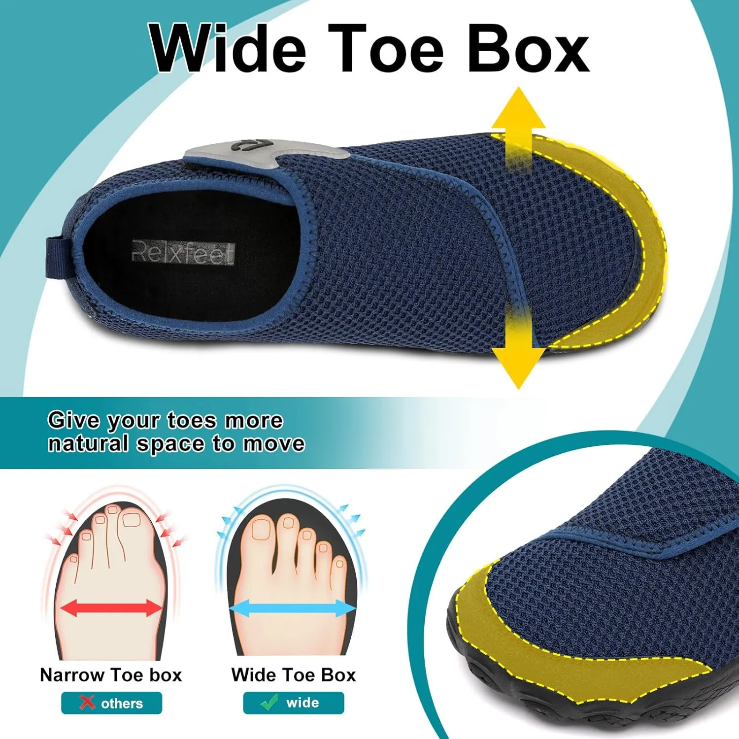 relxfeet Walking Shoes Women Men Wide Diabetic Shoes Adjustable Barefoot Shoes Zero Drop Lightweight Sneakers for Edema Swollen Feet Size 4-13