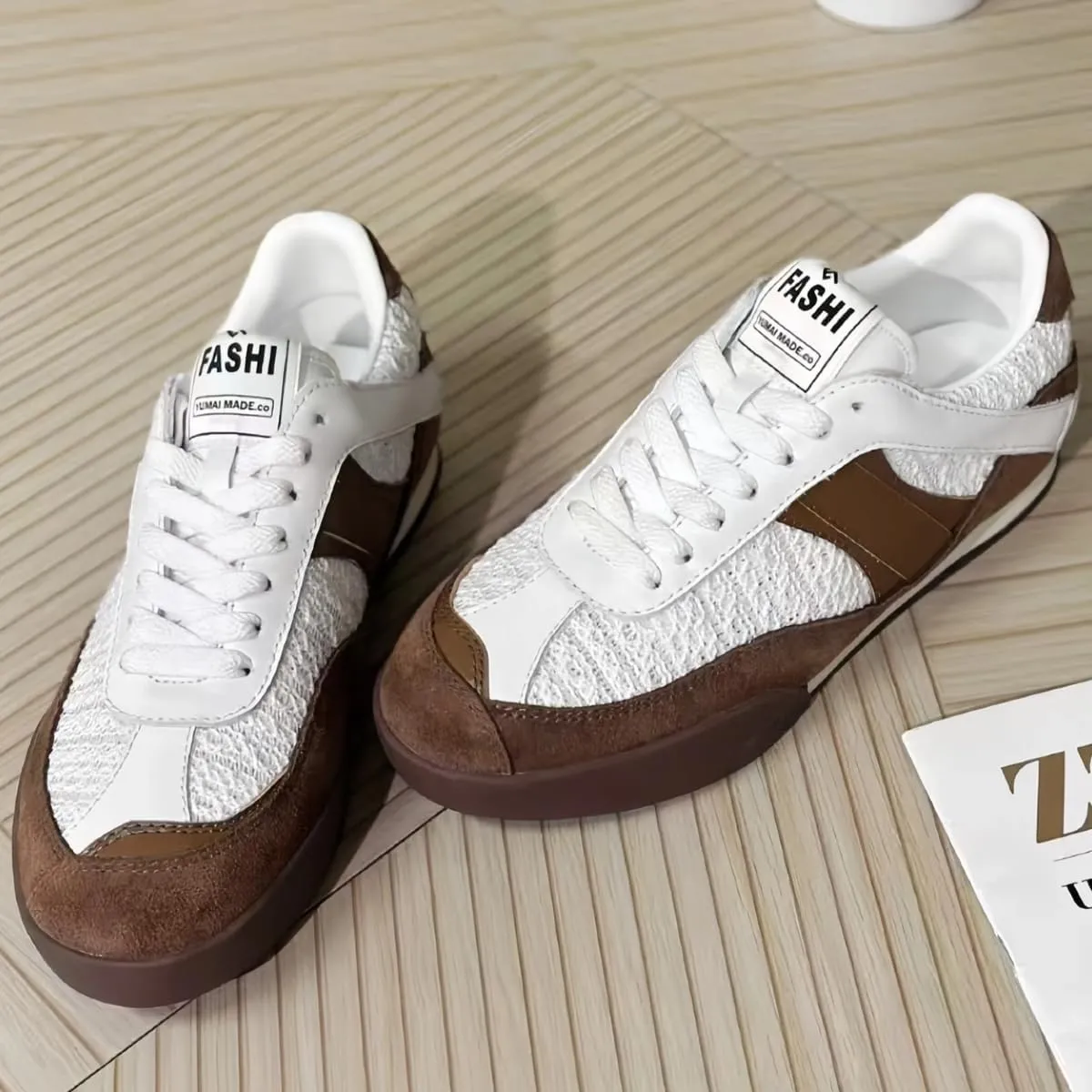 Retro Patchwork Design Lace - up Women's German Army Trainer Shoes Lightweight Flats Round Toe Genuine Suede Leather Sneakers for Women Daily Casual