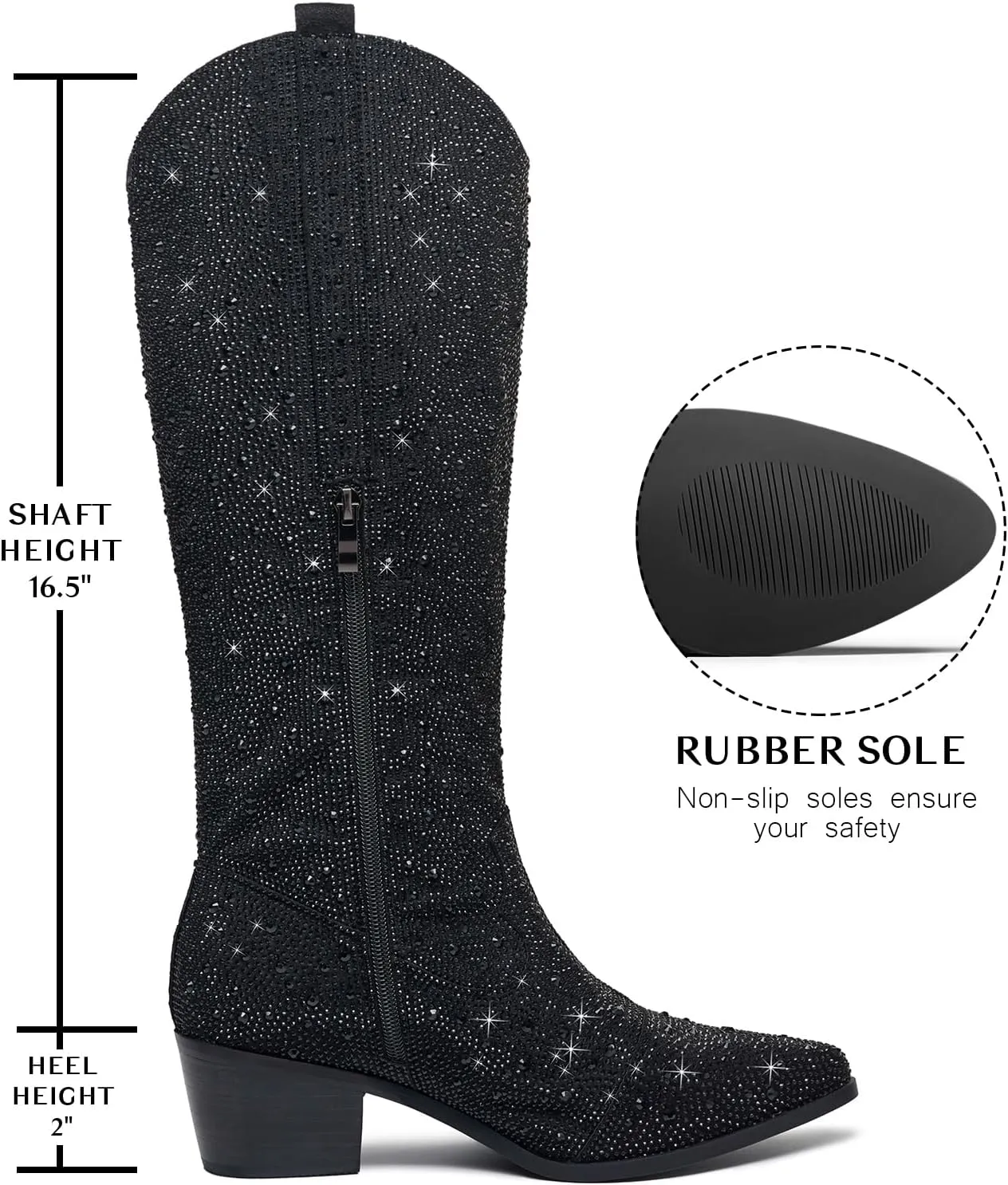 Rhinestone Cowboy Boots Fringe Knee High Cowgirl Boots Sparkly Cowboy Boots Glitter Sparkle Cowgirl Boots