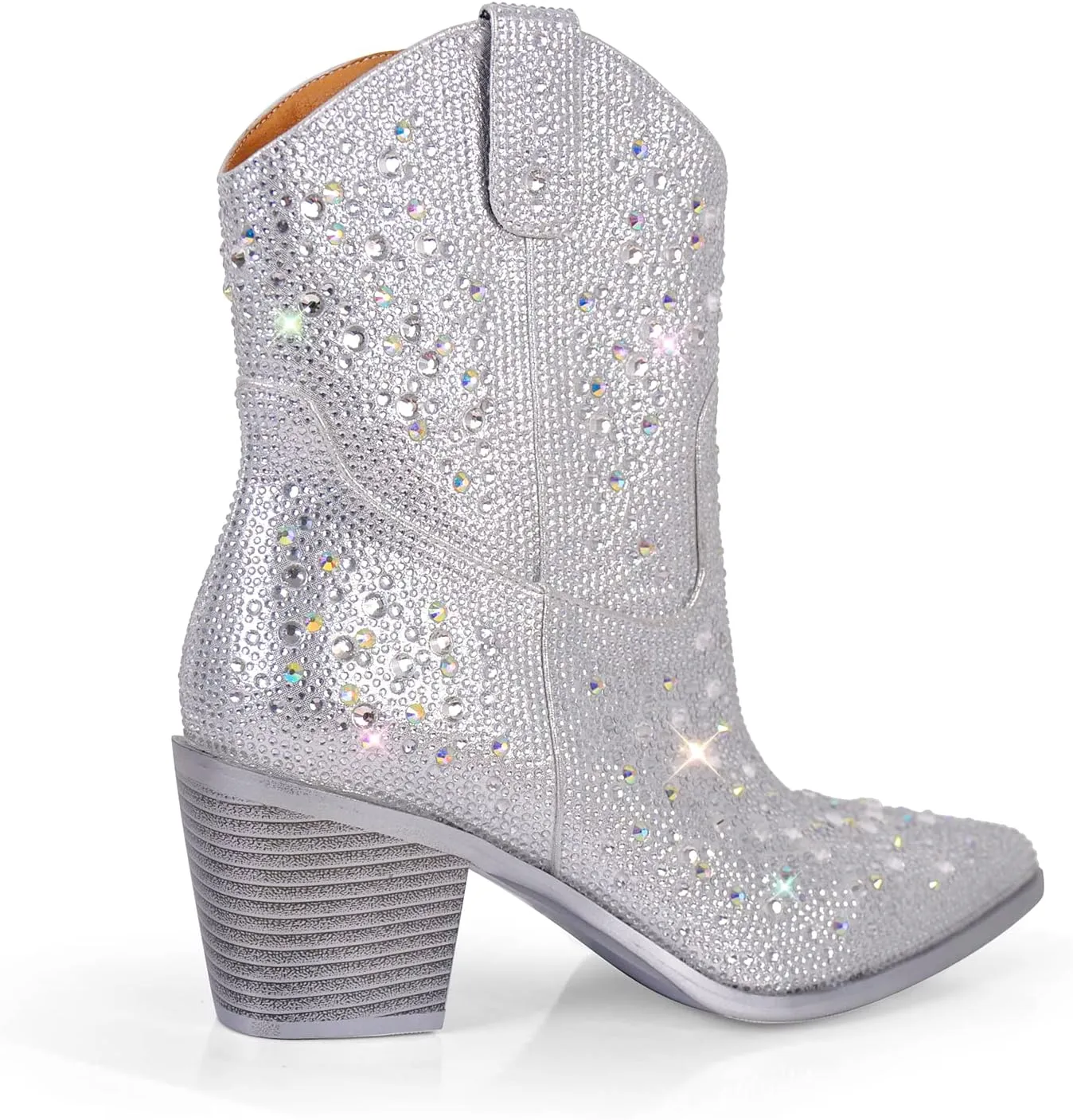 richealnini Women's Cowboy Boots Pull On Stacked Heeled Booties