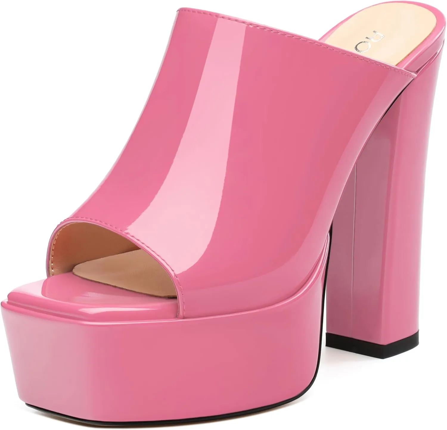 ROSERWISH Women's Platform Heels High Chunky Block Heel Sandals Sexy Open Toe Slip on Heels for Women Slide Mules Dressy Pumps Shoes