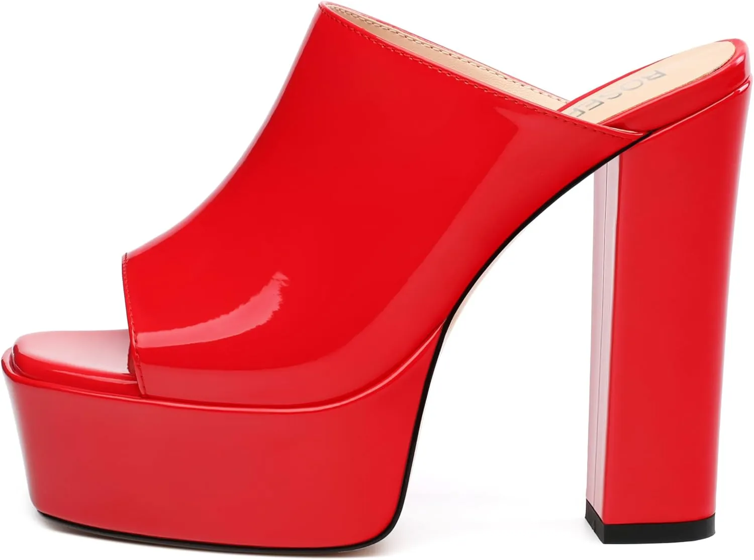 ROSERWISH Women's Platform Heels High Chunky Block Heel Sandals Sexy Open Toe Slip on Heels for Women Slide Mules Dressy Pumps Shoes