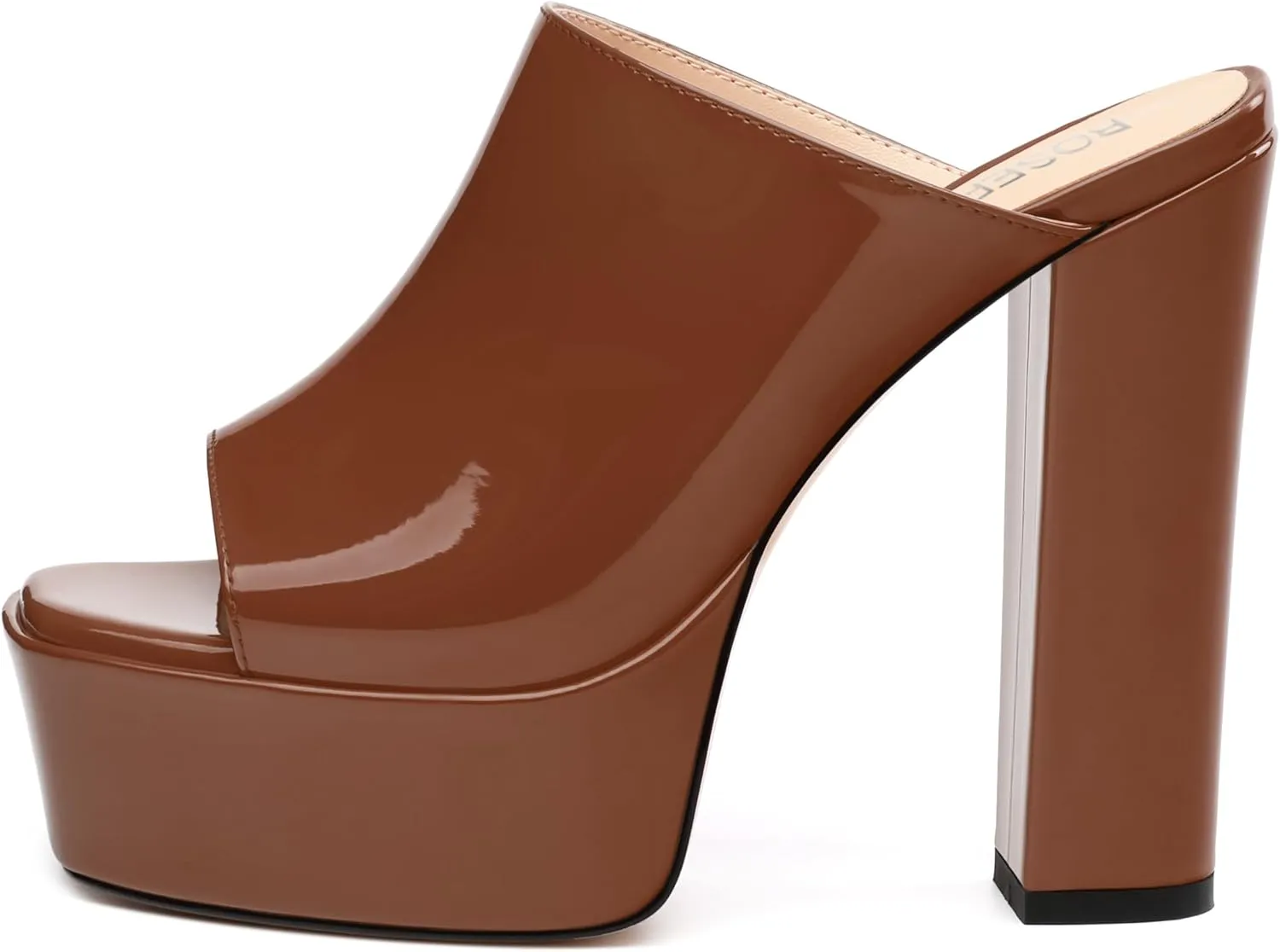 ROSERWISH Women's Platform Heels High Chunky Block Heel Sandals Sexy Open Toe Slip on Heels for Women Slide Mules Dressy Pumps Shoes