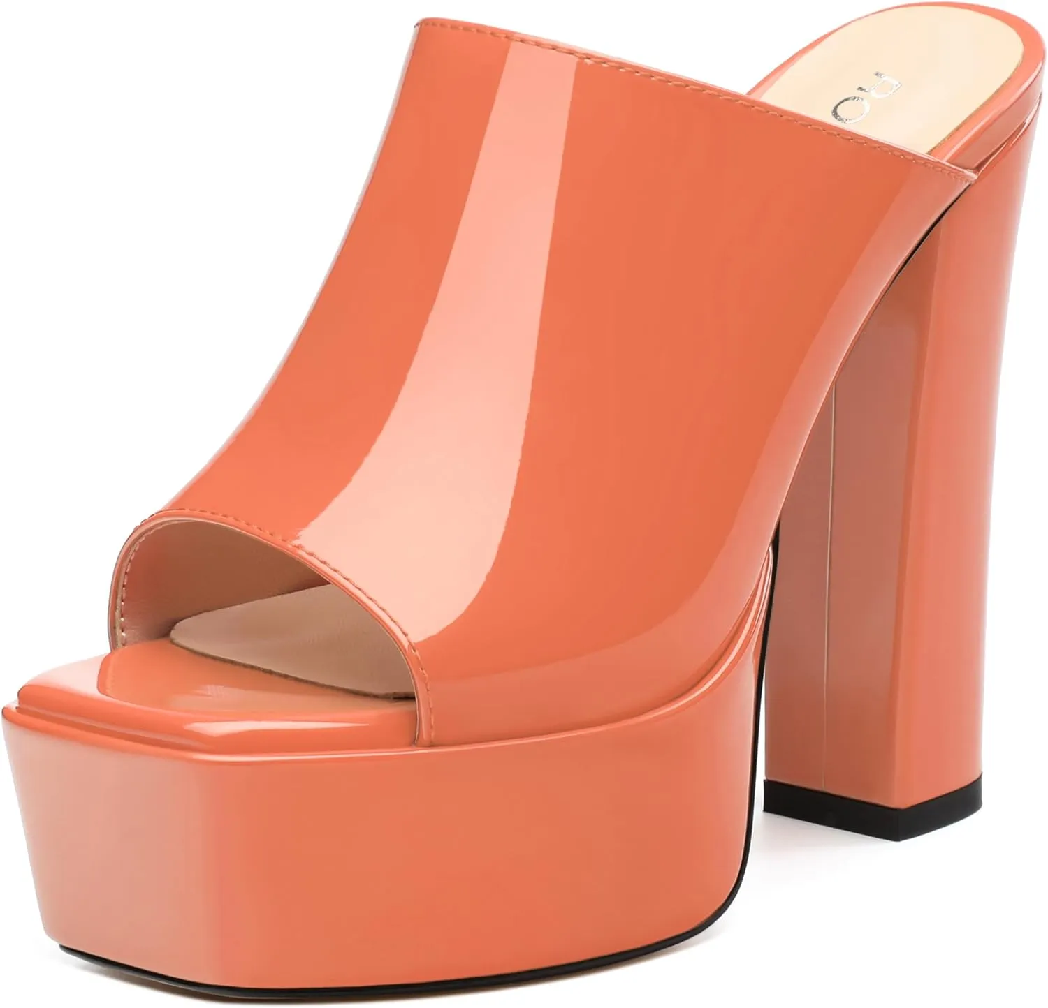 ROSERWISH Women's Platform Heels High Chunky Block Heel Sandals Sexy Open Toe Slip on Heels for Women Slide Mules Dressy Pumps Shoes