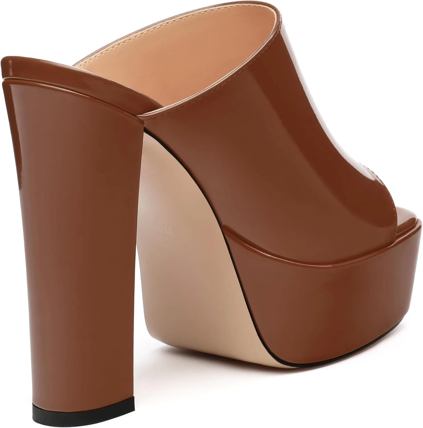 ROSERWISH Women's Platform Heels High Chunky Block Heel Sandals Sexy Open Toe Slip on Heels for Women Slide Mules Dressy Pumps Shoes