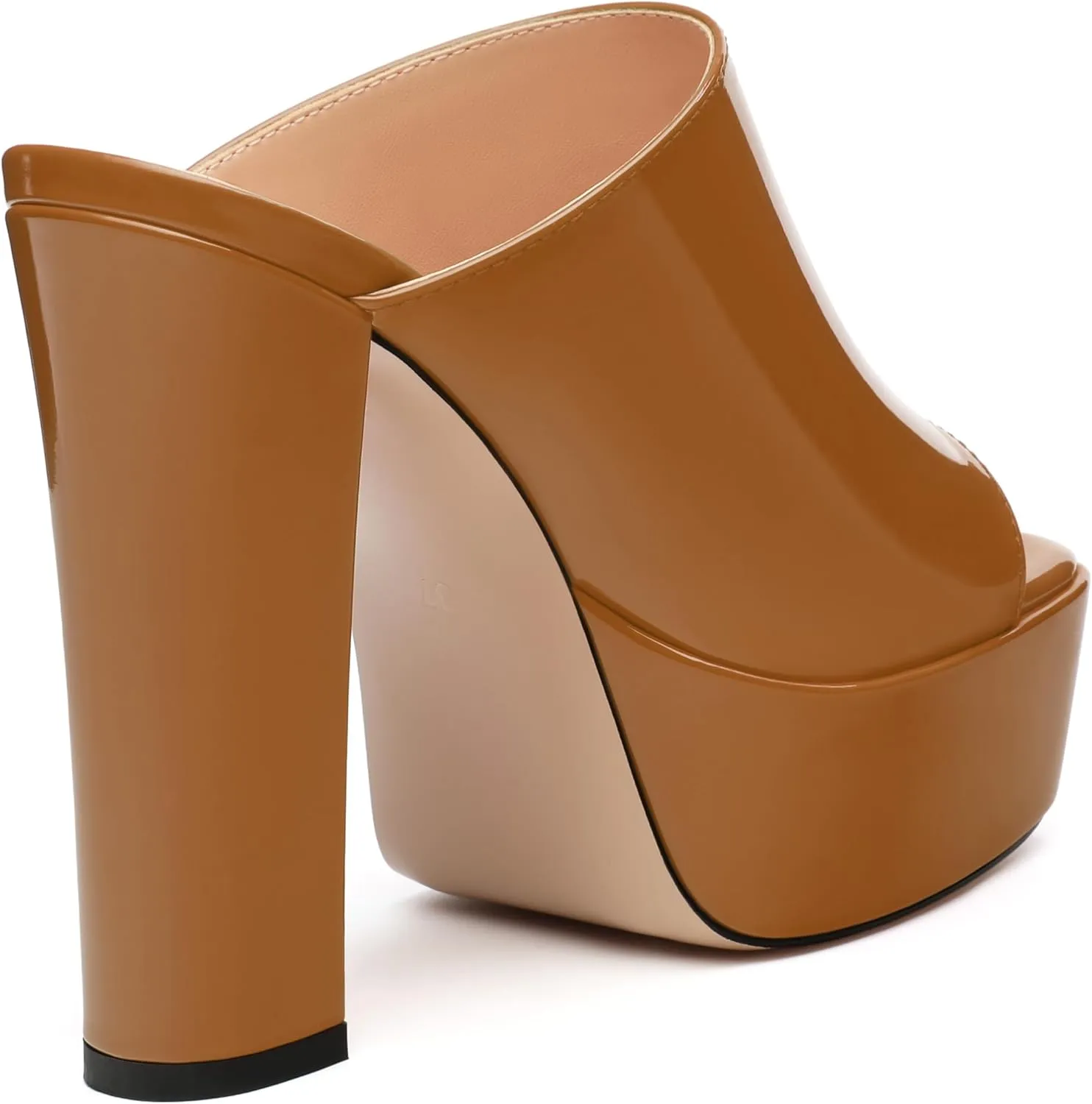 ROSERWISH Women's Platform Heels High Chunky Block Heel Sandals Sexy Open Toe Slip on Heels for Women Slide Mules Dressy Pumps Shoes