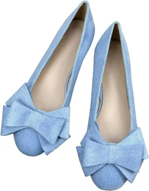 SAILING LU Women's Round Toe Ballerina Shoes Cute Bow Flats Comfortable Soft Suede Slip-ons Solid Color Office Lady Walking Loafers