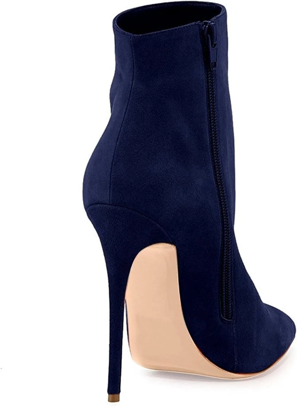 SAMMITOP Women's Pointed Toe Side Zip Ankle Boots Stiletto High Heel Winter Short Boots