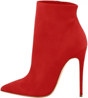 SAMMITOP Women's Pointed Toe Side Zip Ankle Boots Stiletto High Heel Winter Short Boots