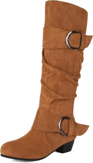 Scaoruki Women Fashion Autumn Knee High Boots Mid Heels