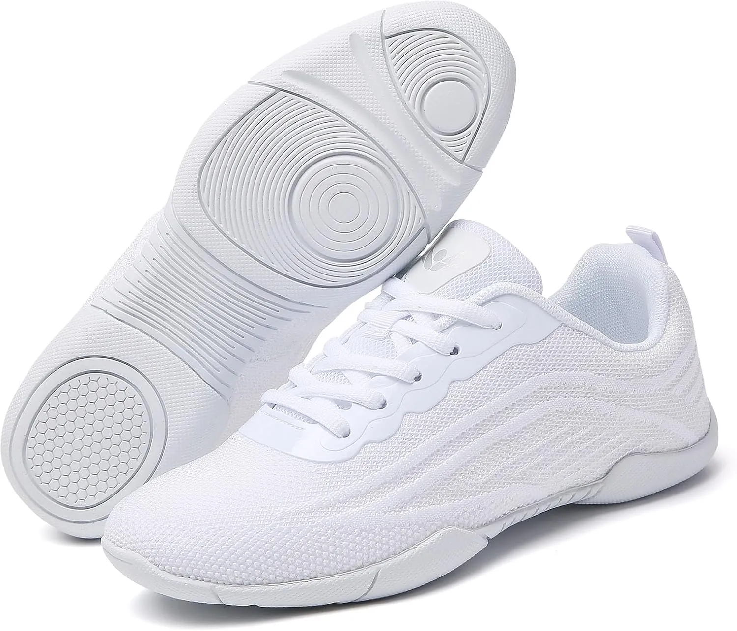 SECHRITE Cheer Shoes Women White Black Cheerleading Dance Sneakers for Cheer Practice and Competition, Athletic Flat Walking Tennis Shoes for Adults