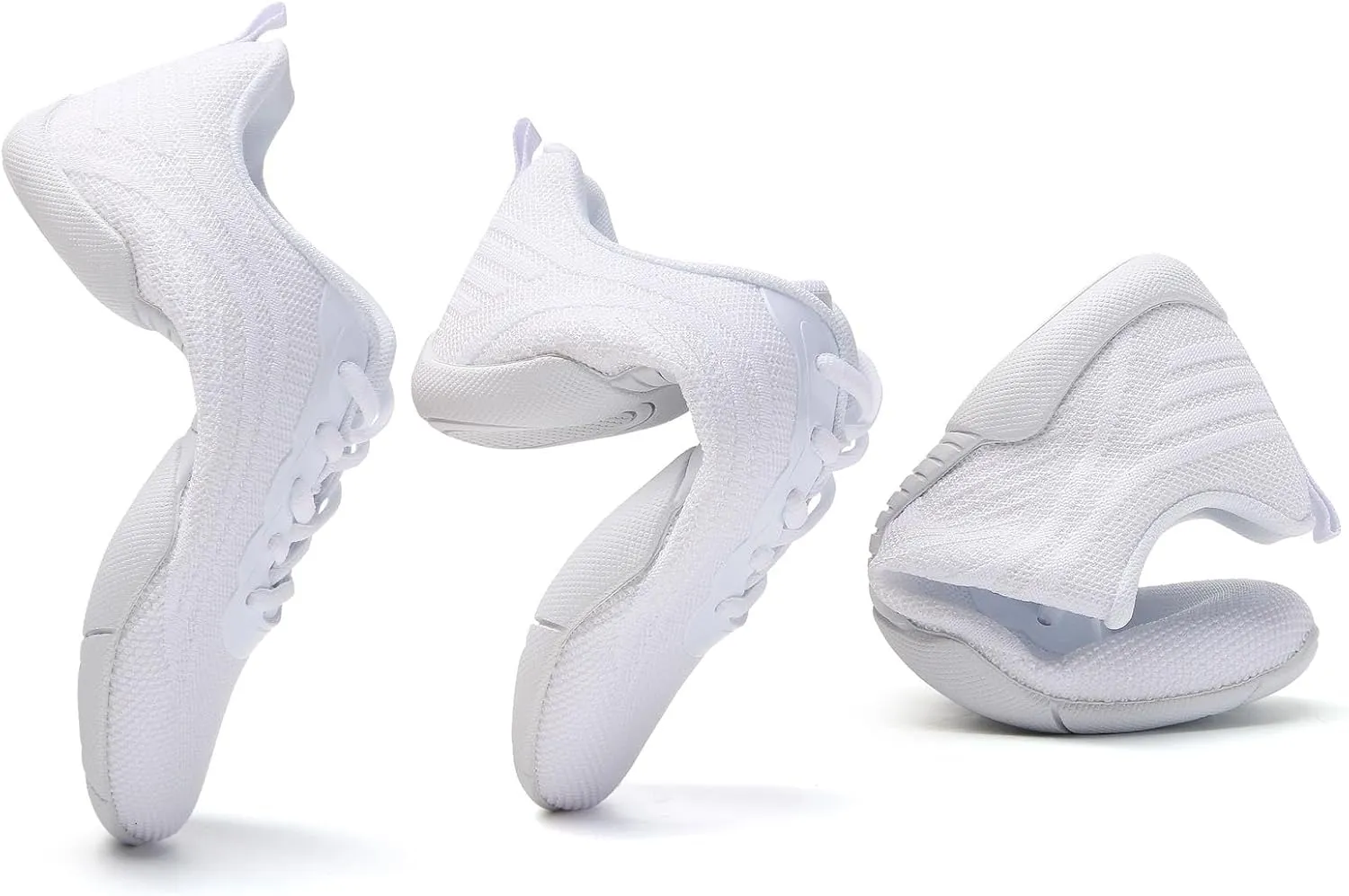 SECHRITE Cheer Shoes Women White Black Cheerleading Dance Sneakers for Cheer Practice and Competition, Athletic Flat Walking Tennis Shoes for Adults