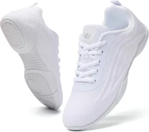 SECHRITE Cheer Shoes Women White Black Cheerleading Dance Sneakers for Cheer Practice and Competition, Athletic Flat Walking Tennis Shoes for Adults